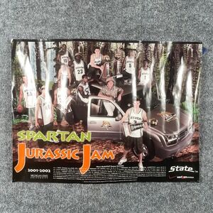 VTG Michigan State Spartans Poster Mens Green Jurassic Jam Basketball Y2K Ishbia